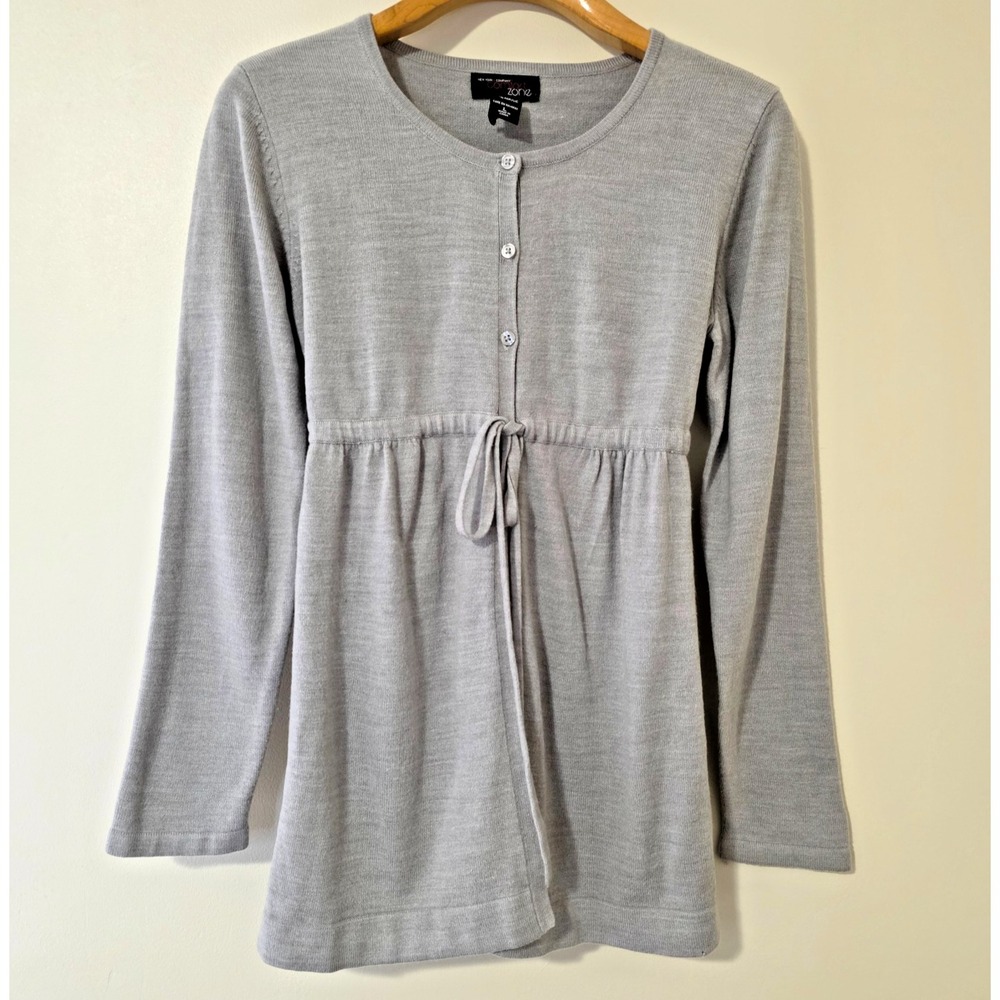 Y2K New York & Co Babydoll Tunic Cardigan Sz L Knit Sweater Preppy‎ 2000s Bella
